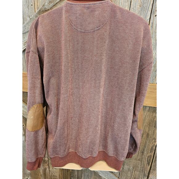 Vintage Orvis size red knit sweater banded bottom elbow patches winter mens XL ^ - Picture 3 of 7